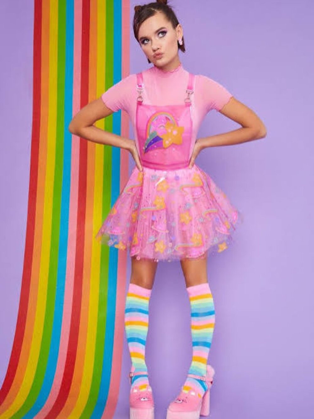 DOLLS KILL Care Bears PVC Pinafore dress new with tags